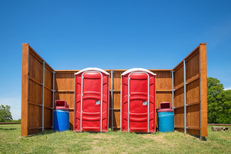 Short-term porta potty units staged for delivery in Fayetteville, Arkansas